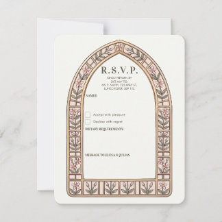 Botanical Stained Glass Wedding RSVP Card