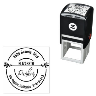 Botanical Stamp Round Return Address Self-inking