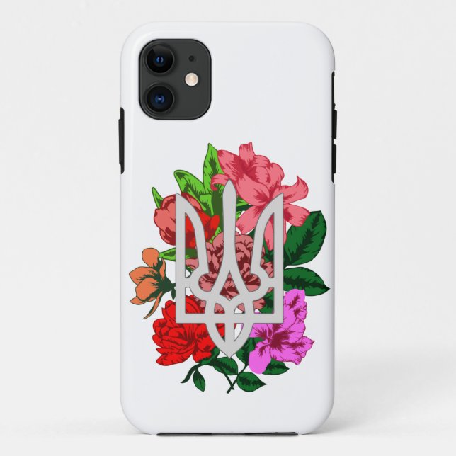 Botanical still and Ukrainian trident tryzub  Case-Mate iPhone Case (Back)