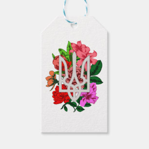 Botanical still and Ukrainian trident tryzub Gift Tags