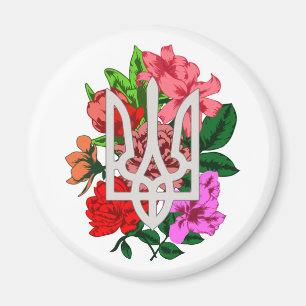 Botanical still and Ukrainian trident tryzub Magnet