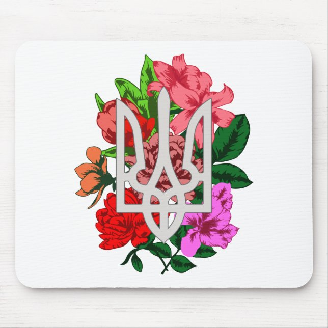 Botanical still and Ukrainian trident tryzub Mouse Mat (Front)