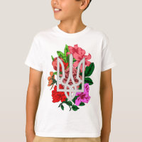 Botanical still and Ukrainian trident tryzub T-Shi