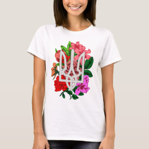 Botanical still and Ukrainian trident tryzub T-Shi T-Shirt