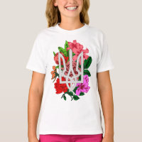 Botanical still and Ukrainian trident tryzub T-Shi