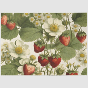 Botanical Strawberry Flower Tissue Paper