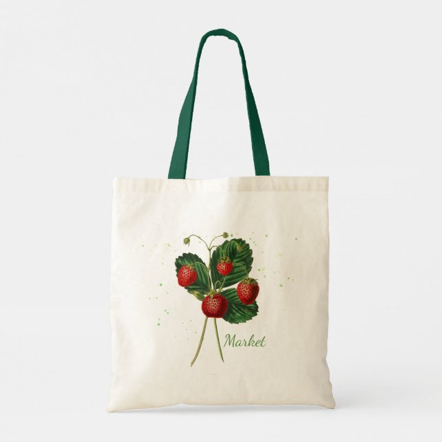 Botanical Strawberry Market Tote (Back)