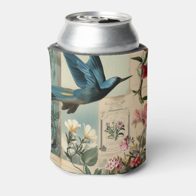 Botanical style collage design can cooler (Can Back)