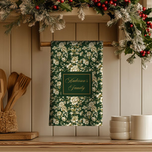 Botanical Style Personalised Chic Kitchen Towel 
