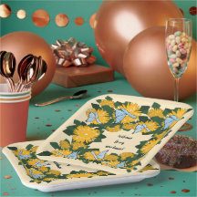 Botanical Stylised Yellow Dandelion Butterflies