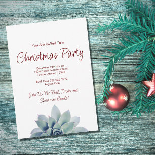 Botanical Succulent Desert Christmas Party Invitation