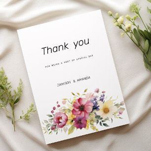 Botanical summer colourful floral Thank You Invitation