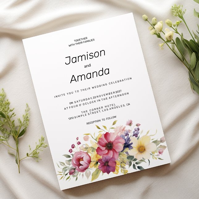 Botanical summer colourful floral Wedding Invitation (Botanical summer colorful floral Wedding )