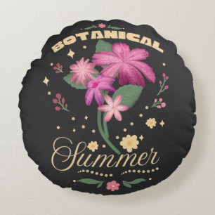 Botanical Summer Floral Wildflower Cottagecore  Round Cushion