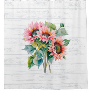 Botanical Sunflower Bloom Shower Curtain