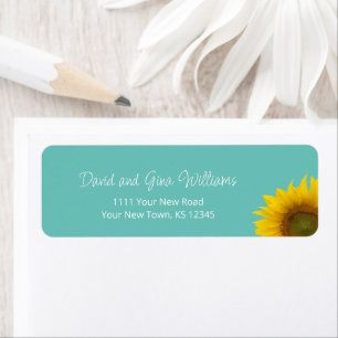 Botanical Sunflower Teal Green Return Address