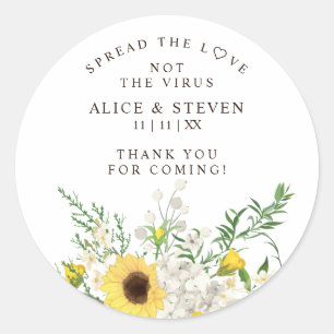 Botanical Sunflowers & Wildflowers Bouquet Sanitiz Classic Round Sticker