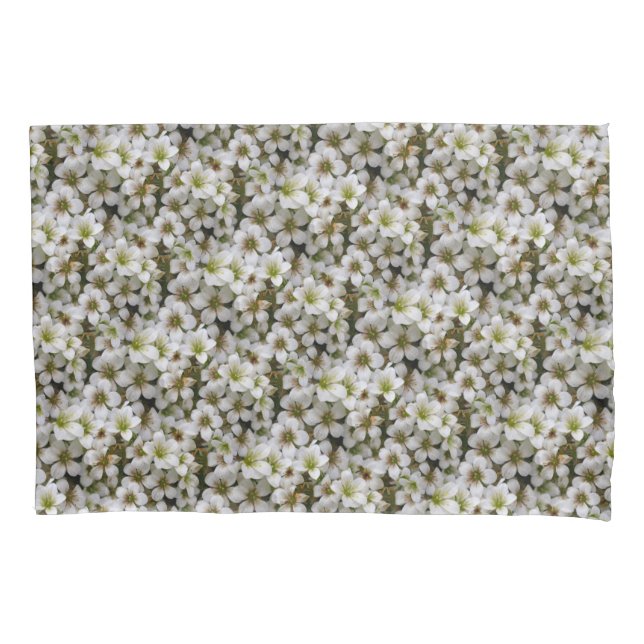 Botanical Sweet White Flowers Photo any Name Pillowcase (Front)