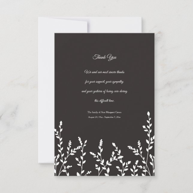 Botanical Sympathy Thank You Card (Front)