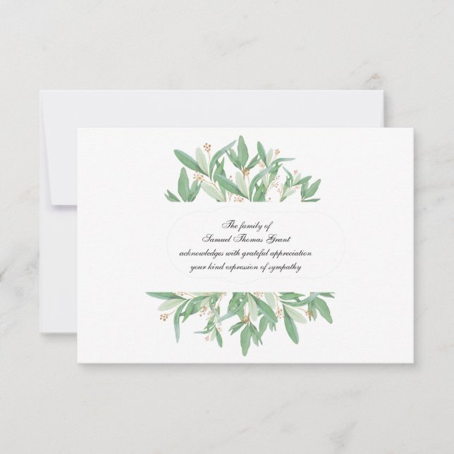 Botanical Sympathy Thank You Card (Front)