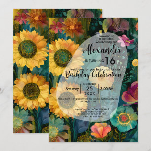 Botanical Tapestry Colourful Flower Design Invitation
