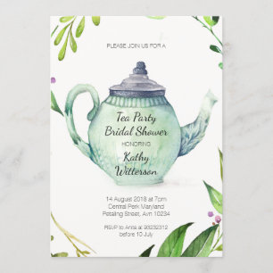 Botanical Tea Party Bridal Shower Invitation