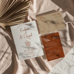 Botanical Terracotta Floral Boho Unique Wedding  Invitation