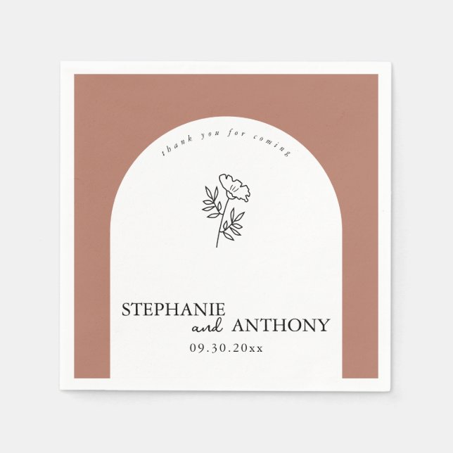 Botanical Terracotta Wildflower Arch Wedding  Napkin (Front)