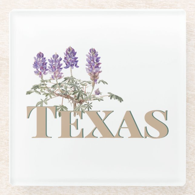 Botanical Texas Bluebonnet 2  Glass Coaster (Front)
