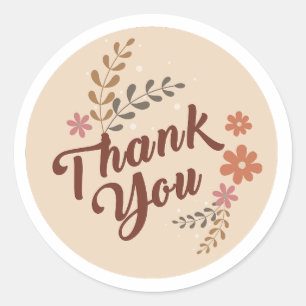 Botanical-Thankyou-Boho Aesthetic-Sheet of Classic Round Sticker