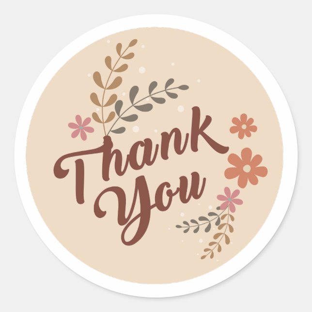 Botanical-Thankyou-Boho Aesthetic-Sheet of Classic Round Sticker (Front)