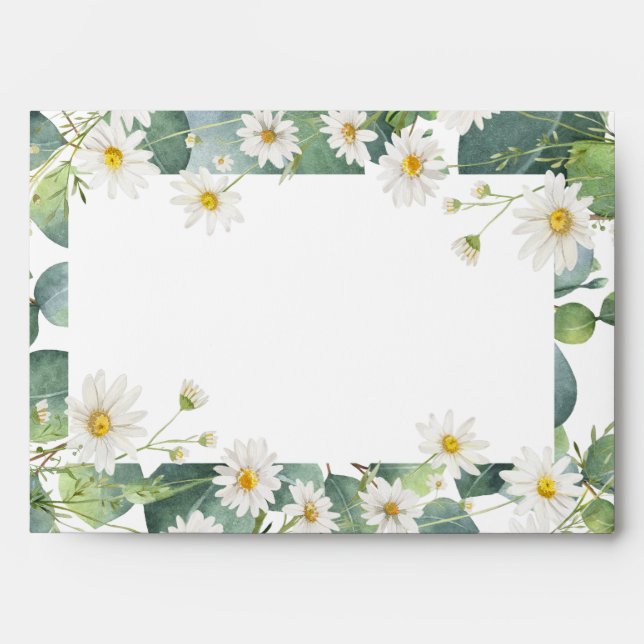 Botanical themed eucalyptus daisy envelope (Front)