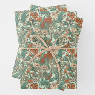 Botanical themed wrapping paper sheet