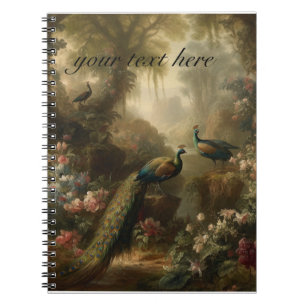 Botanical: three peacocks garden customisable  notebook