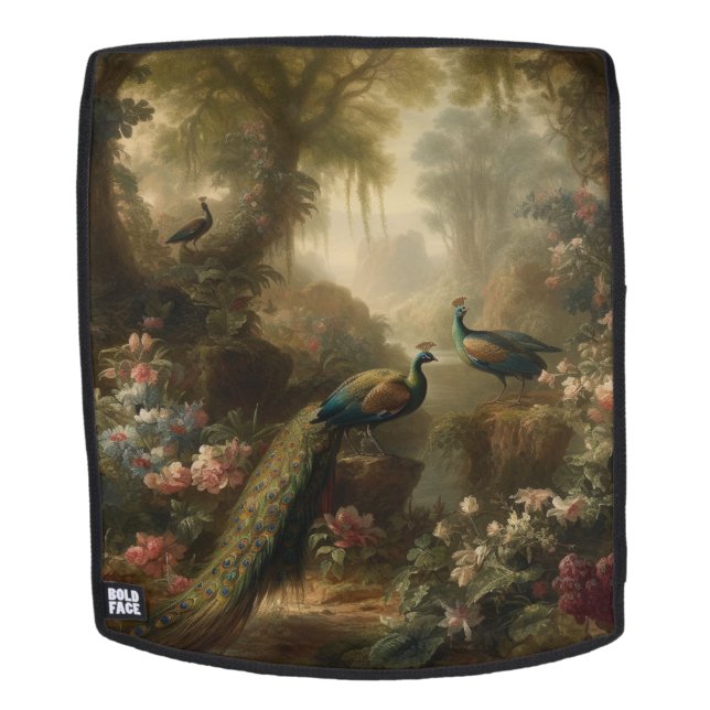 Botanical: three peacocks in English garden  Backpack (Removable Face)