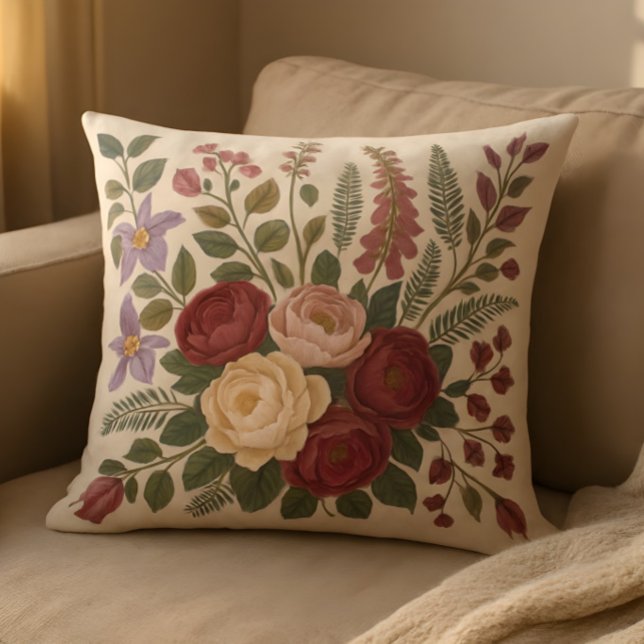 Botanical Throw Pillow – Vintage Floral Design (Creator Uploaded)