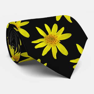 Botanical Tiled Yellow Wildflower Photo Tie
