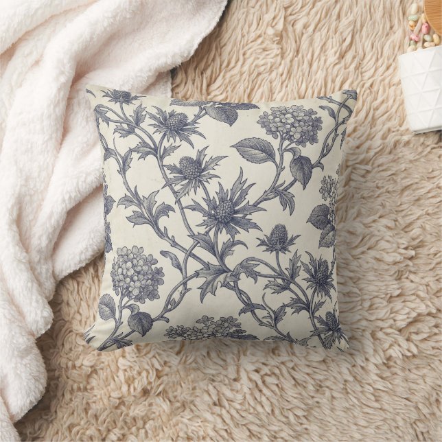 Botanical Toile | Hydrangea & Sea Holly Cushion (Blanket)