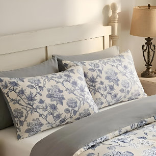 Botanical Toile   Hydrangea & Sea Holly Pillowcase