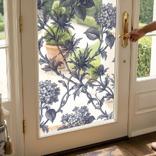 Botanical Toile   Hydrangea & Sea Holly Window Cling