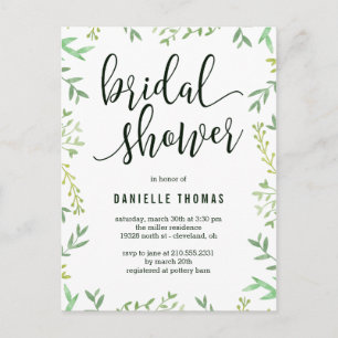 Botanical Touch Bridal Shower Invitation Postcard