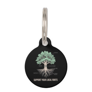 Botanical Tree Anatomy Support Your Local Roots Pet Tag