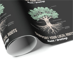 Botanical Tree Anatomy Support Your Local Roots Wrapping Paper