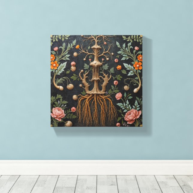 Botanical Tree Roots Canvas Print (Insitu(Wood Floor))