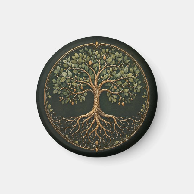 Botanical Tree, Tree of Life, Round Magnet (Front)