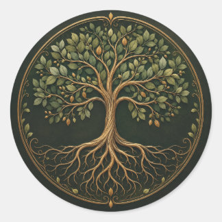 Botanical Tree, Tree of Life, Round Sticker