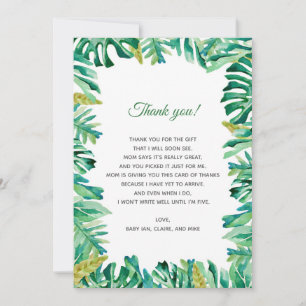 Botanical Tropical Baby Shower Thank You Card
