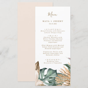 Botanical Tropical Floral Gold Mauve Wedding Menu