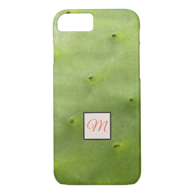 Botanical Tropical Green Cactus Photo Monogram Case-Mate iPhone Case (Back)