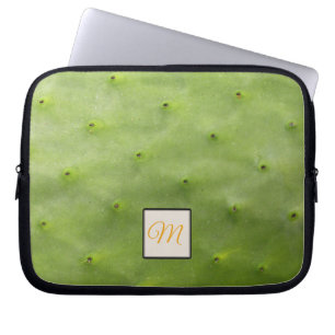 Botanical Tropical Green Cactus Photo Monogram Laptop Sleeve